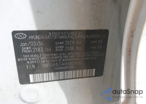 2017 Hyundai Elantra Se из США, поврежденный, VIN 5NPD84LF4HH001930